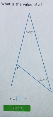 What is the value of b?
b=□°
Submit