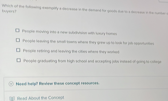 Solved: Which of the following exemplify a decrease in the demand for ...