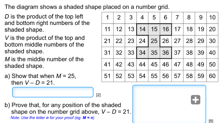 Solved: The diagram shows a shaded shape placed on a number grid. D is ...