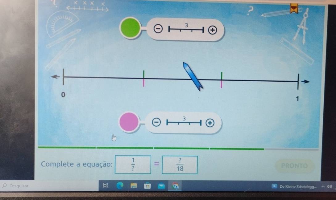 3 
+ 
3 
④ 
Complete a equação:  1/2  =  ?/18  PRONTO 
Pesquisar De Kleine Scheidegg..