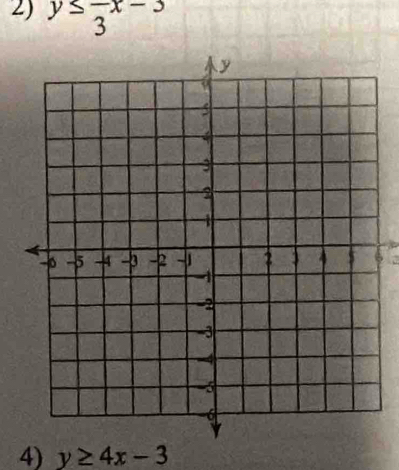 y≤ frac 3x-3
4) y≥ 4x-3