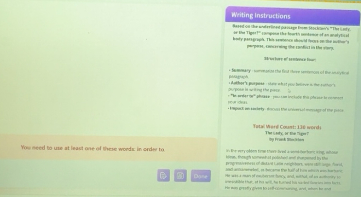 Solved: Writing Instructions Based on the underlined passage from ...