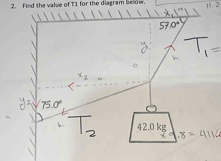 Find the value of T1 for the diagram below.