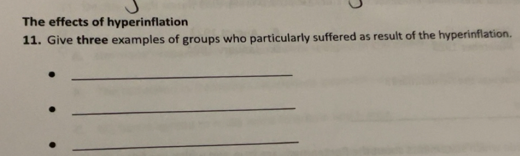 Solved: The effects of hyperinflation 11. Give three examples of groups ...