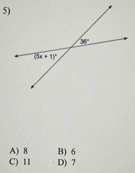 A) 8 B) 6
C) 11 D) 7