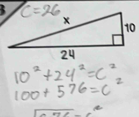 10^2+24^2=c^2
100+576=c^2
frac  e