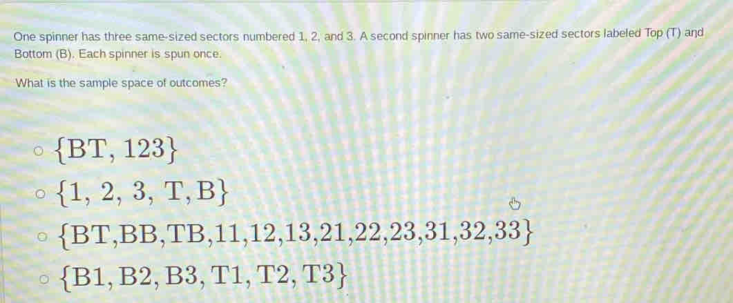 Solved: One spinner has three same-sized sectors numbered 1, 2, and 3 ...