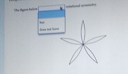 The figure below rotational symmetry.
bas
does not hav