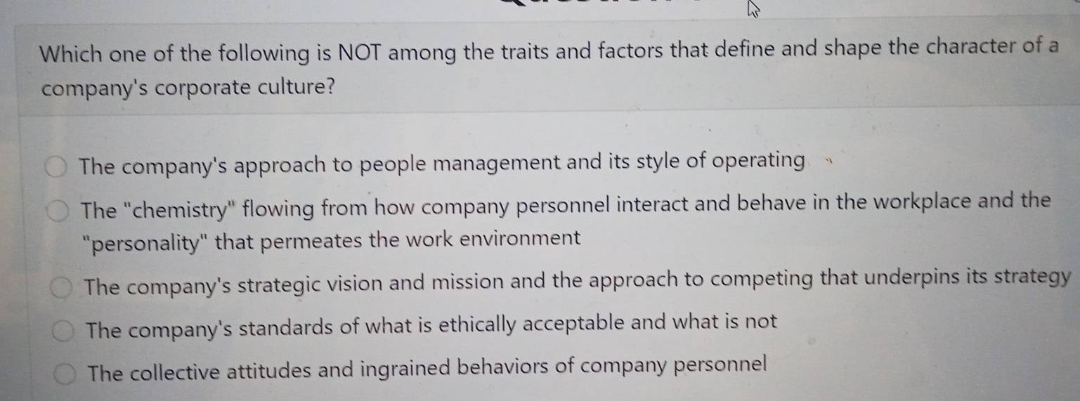 Solved: Which one of the following is NOT among the traits and factors ...