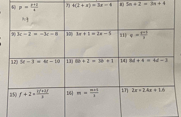 4(2+x)=3x-4 8) 5n+2=3n+4