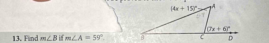 Find m∠ B if m∠ A=59°.