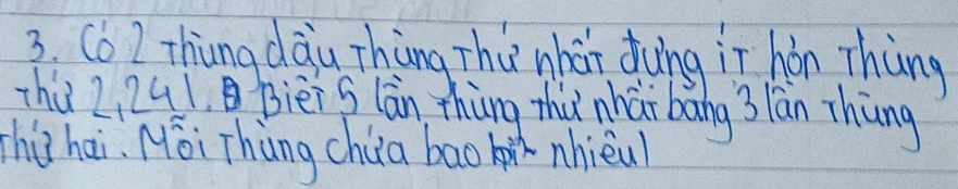 C62 Thàng dàu Thàng Thǔ`nhái dung iī hǎn Thng 
thù 2, 241 Biei s lān Thàng Thù nhái bāng 3 lān Thàng 
hǔ hai, Moi Thng chia bao hi nhieul