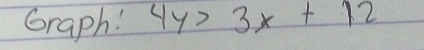 Graph! 4y>3x+12