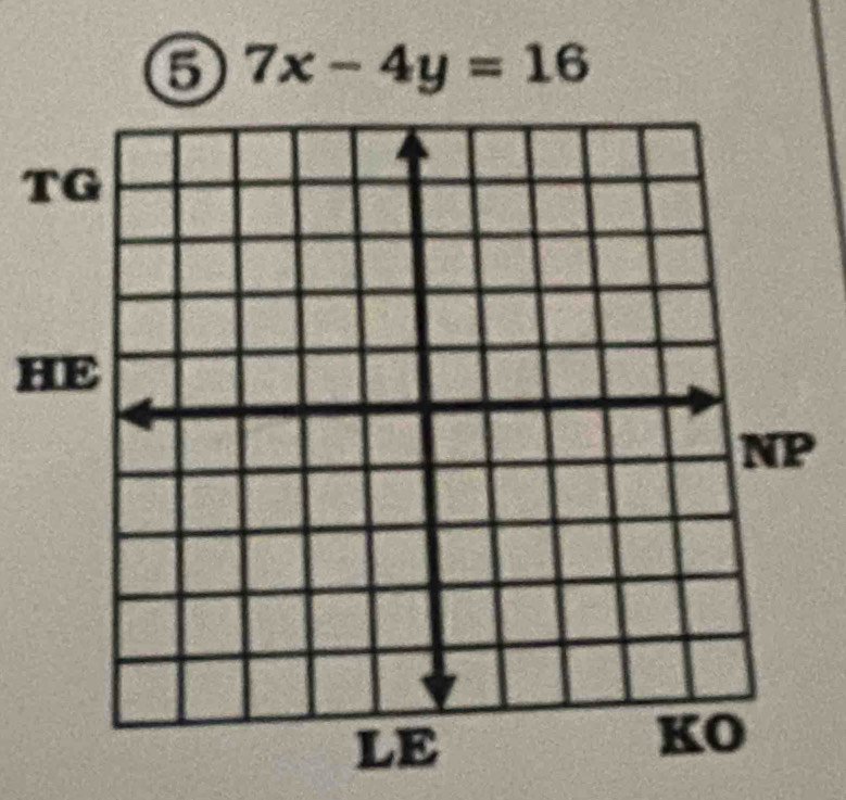 ⑤ 7x-4y=16
T 
HE