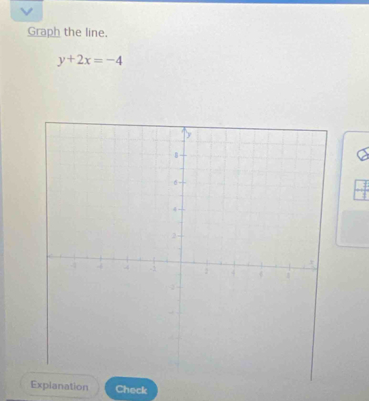 Graph the line.
y+2x=-4
lanation Check