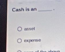 Cash is an _.
asset
expense