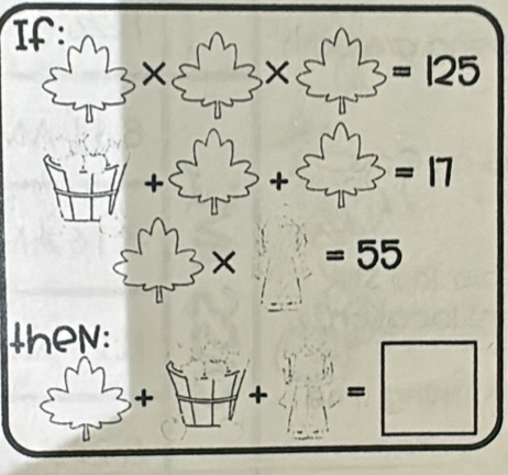 If: 
× * =125
-1. =17
× =55
they: 
+
□ f°