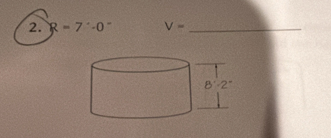 R=7'-0-0° V= _