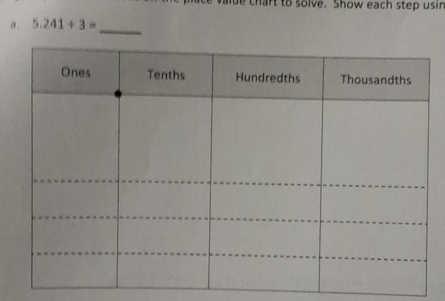 chart to solve. Show each step usin 
a . 5.241/ 3=
_