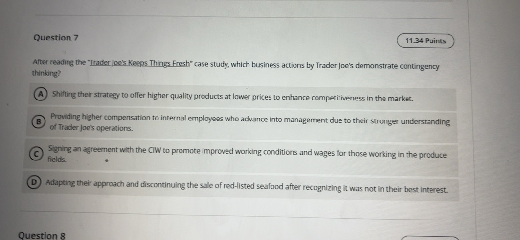 Solved: After reading the “Trader Joe’s Keeps Things Fresh” case study ...