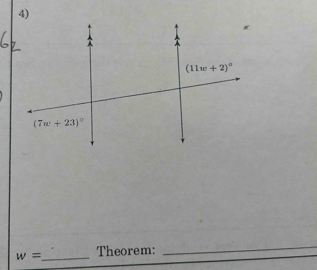 (11w+2)^circ 
(7w+23)^circ 
_ w=
Theorem: 
_