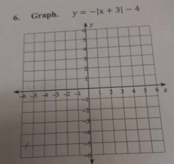 Graph. y=-|x+3|-4