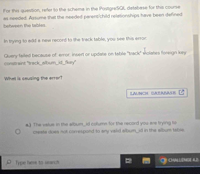 Solved: For this question, refer to the schema in the PostgreSQL ...
