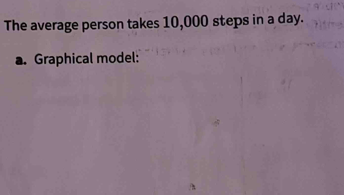 The average person takes 10,000 steps in a day. 
a. Graphical model: