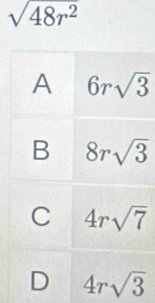 sqrt(48r^2)