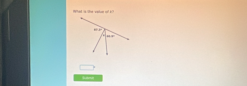 What is the value of k?
□°
Submit