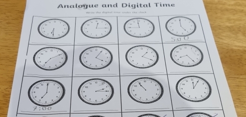 Analogue and Digital Time 
_ 
_ 
_ 
_ 
_ 
_ 
_ 
_ 
_