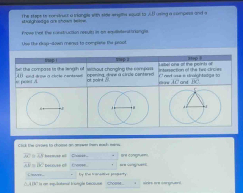 Solved: The steps to construct a triangle with side lengths equal to A ...