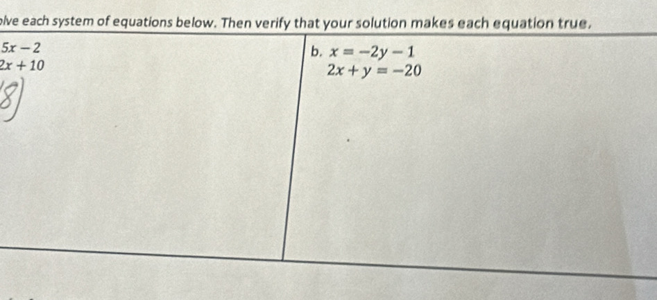 olve each system of equation