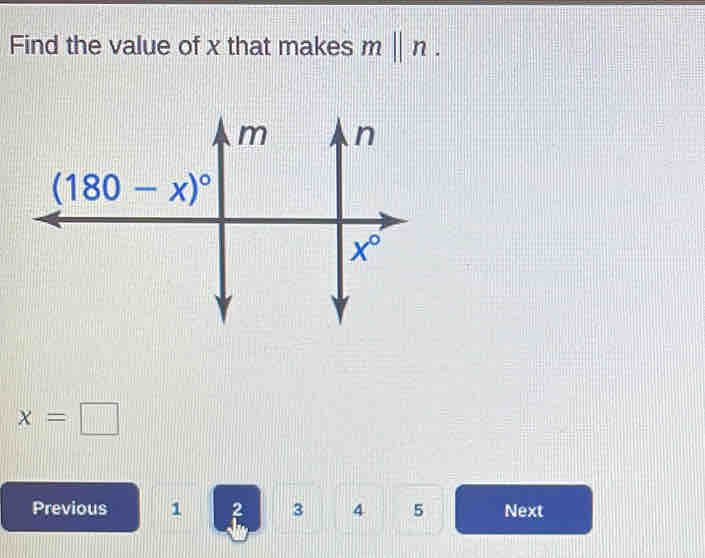 Find the value of x that makes mbeginvmatrix endvmatrix n.
x=□
:
Previous 1 2 3 4 5 Next