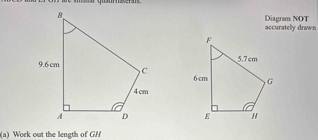 siar quaurnaterals. 
Diagram NOT 
accurately drawn 
(a) Work out the length of GH