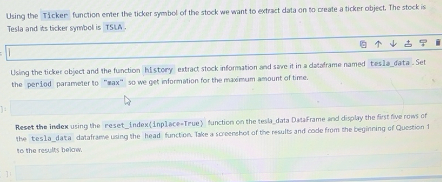 Solved: Using the Ticker function enter the ticker symbol of the stock ...