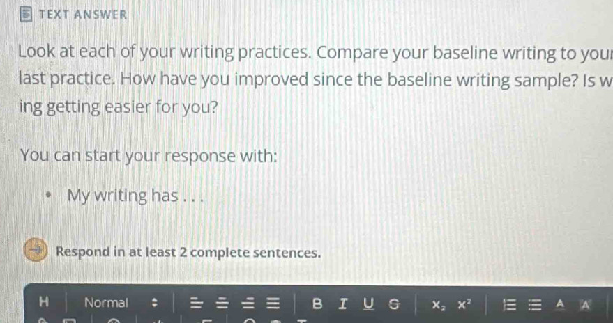 Solved: TEXT ANSWER Look at each of your writing practices. Compare ...