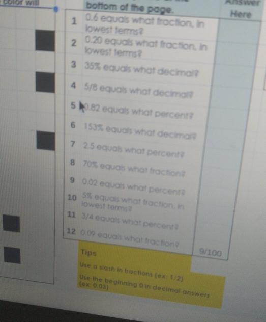 Answer 
color will bottom of the page. Here
0.03) 
in decimal answers