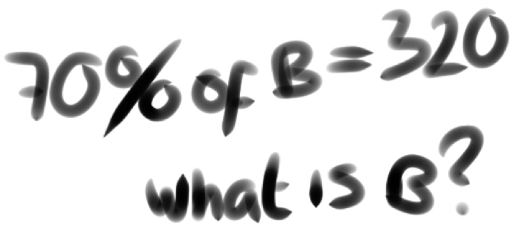 70% ofB=320
what is B