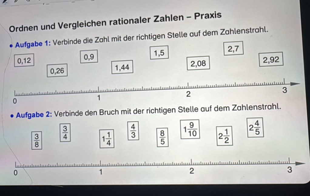 Gelöst:Ordnen und Vergleichen rationaler Zahlen - Praxis Aufgabe 1