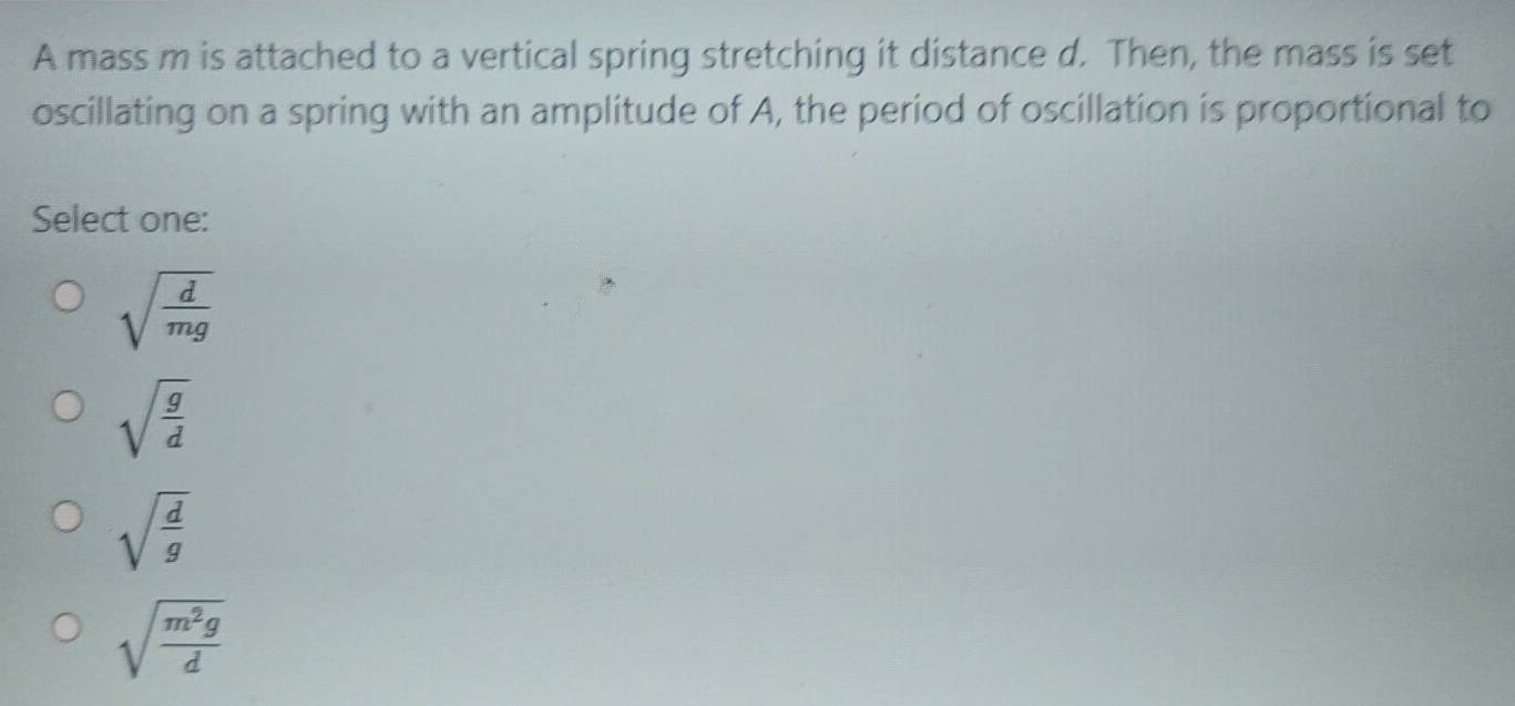 Solved: A mass m is attached to a vertical spring stretching it ...