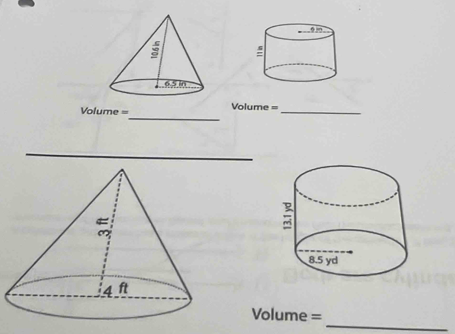 Volume =
Volume = _ 
_
Volume =