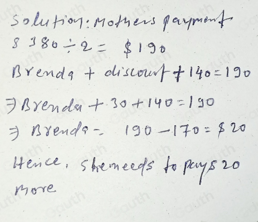 Solved: Brenda bought a new computer for $380. She made a payment of ...