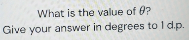 What is the value of θ? 
Give your answer in degrees to 1 d.p.