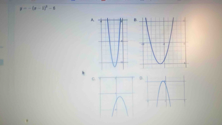 y=-(x-1)^2-6
A. 
B. 
C 
D