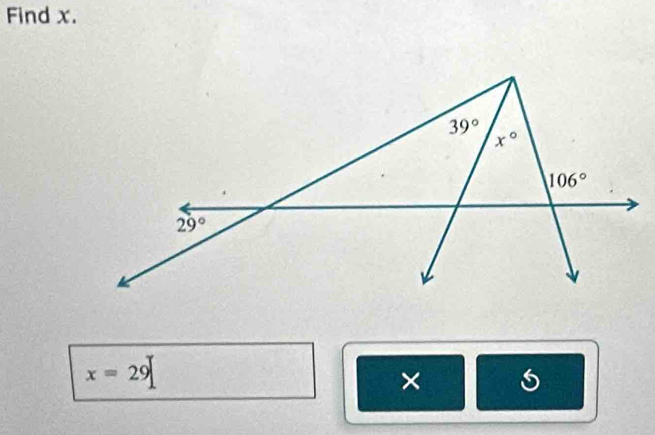 Find x.
x=29
×