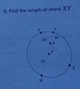 Find the length of chord XY.