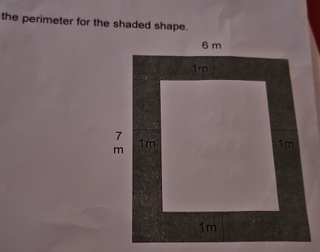 the perimeter for the shaded shape.