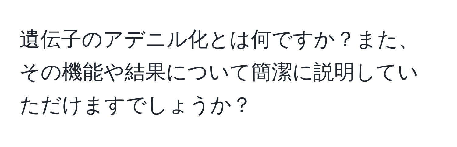 遺伝子のアデニル化とは何ですか？また、その機能や結果について簡潔に説明していただけますでしょうか？