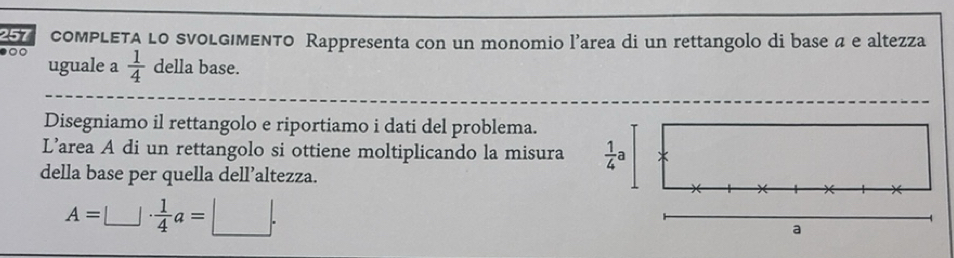 Risolto:267 cOMPLETA Lo SVOLGIMENTO Rappresenta con un monomio l’area ...
